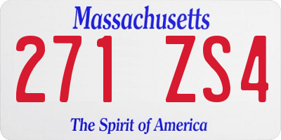 MA license plate 271ZS4