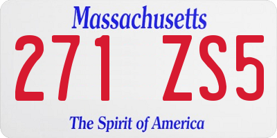 MA license plate 271ZS5