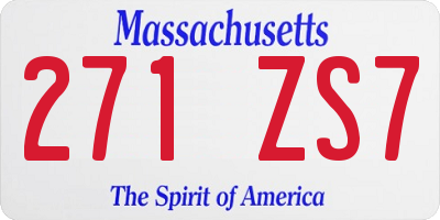 MA license plate 271ZS7