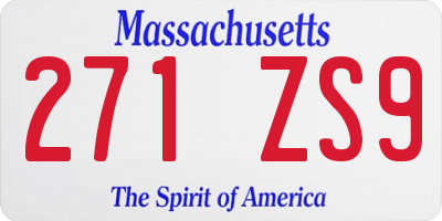 MA license plate 271ZS9