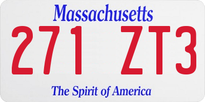 MA license plate 271ZT3