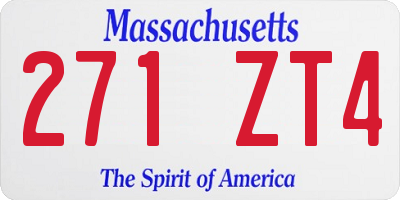 MA license plate 271ZT4