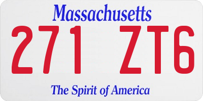 MA license plate 271ZT6