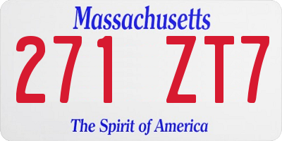 MA license plate 271ZT7