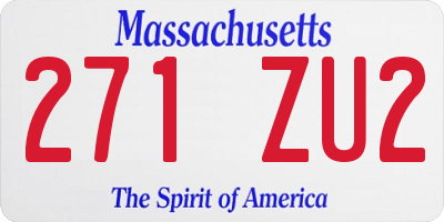 MA license plate 271ZU2
