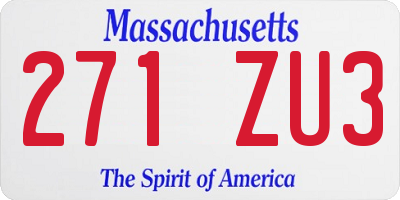 MA license plate 271ZU3
