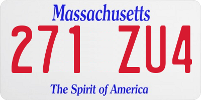 MA license plate 271ZU4