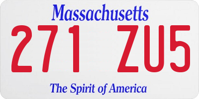MA license plate 271ZU5