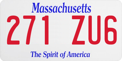 MA license plate 271ZU6