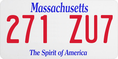 MA license plate 271ZU7