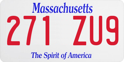 MA license plate 271ZU9