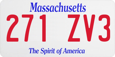 MA license plate 271ZV3