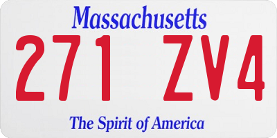 MA license plate 271ZV4