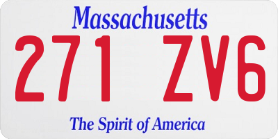 MA license plate 271ZV6