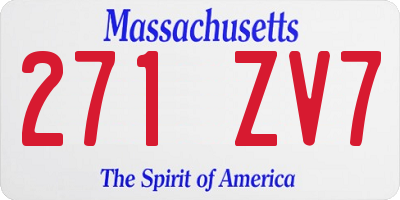 MA license plate 271ZV7