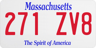 MA license plate 271ZV8