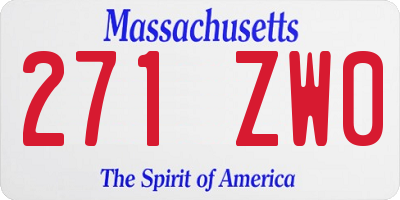 MA license plate 271ZW0