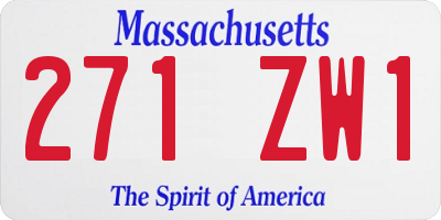 MA license plate 271ZW1