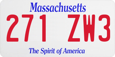 MA license plate 271ZW3