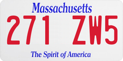 MA license plate 271ZW5