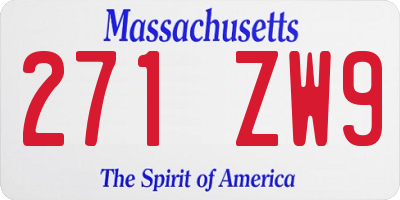 MA license plate 271ZW9