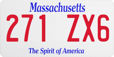 MA license plate 271ZX6