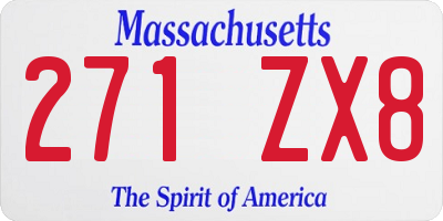 MA license plate 271ZX8