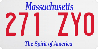 MA license plate 271ZY0