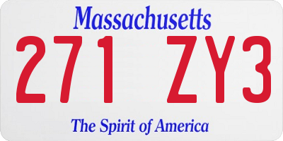 MA license plate 271ZY3