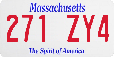 MA license plate 271ZY4
