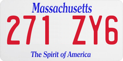 MA license plate 271ZY6
