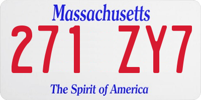 MA license plate 271ZY7