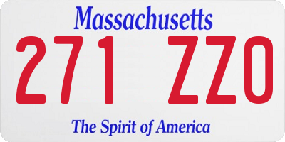 MA license plate 271ZZ0