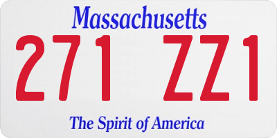 MA license plate 271ZZ1