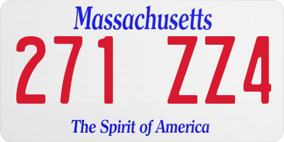 MA license plate 271ZZ4