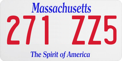 MA license plate 271ZZ5