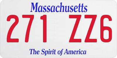 MA license plate 271ZZ6