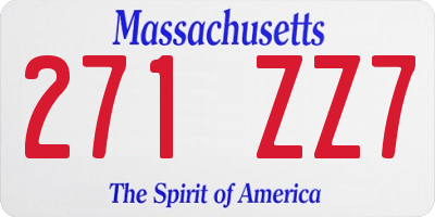 MA license plate 271ZZ7