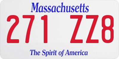 MA license plate 271ZZ8