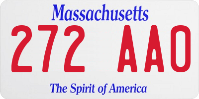 MA license plate 272AA0