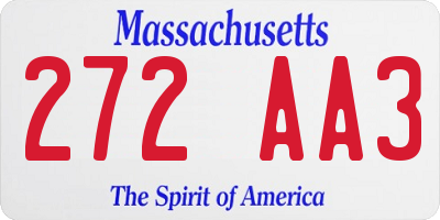 MA license plate 272AA3