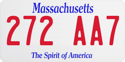 MA license plate 272AA7