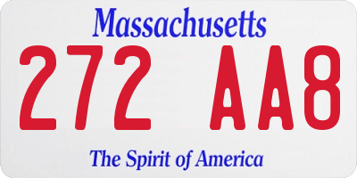 MA license plate 272AA8