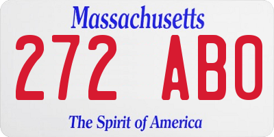 MA license plate 272AB0