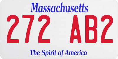 MA license plate 272AB2