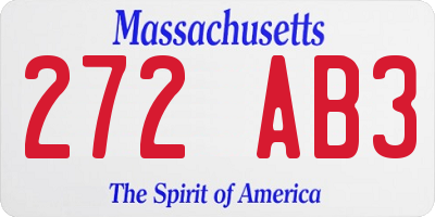MA license plate 272AB3