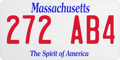 MA license plate 272AB4