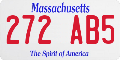 MA license plate 272AB5