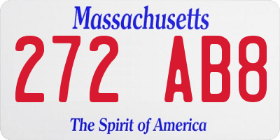 MA license plate 272AB8