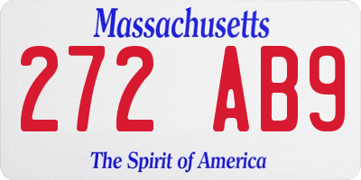 MA license plate 272AB9